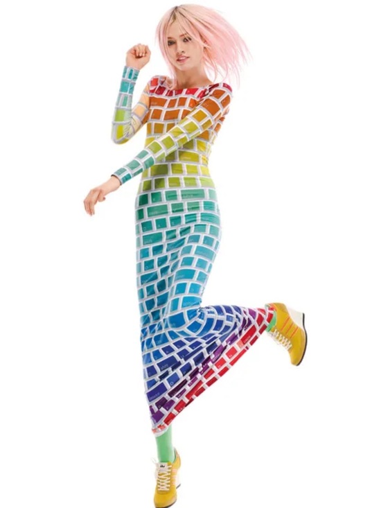 adidas Dresses & Skirts - Jeremy Scott x Adidas Rainbow Keyboard-Print Long Sleeve Maxi Dress